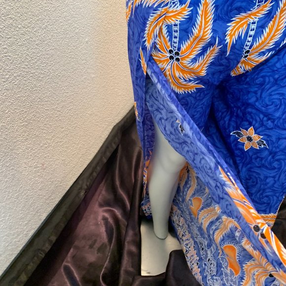 Cute shirred rayon top and groovy wrap pants set blue orange white one size - Picture 4 of 10